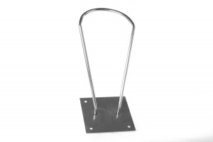 Helmet holder made of stainless steel with welded plate